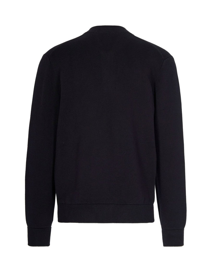 Lacoste Men's Black Zip-Up Sweatshirt With Bomber Collar