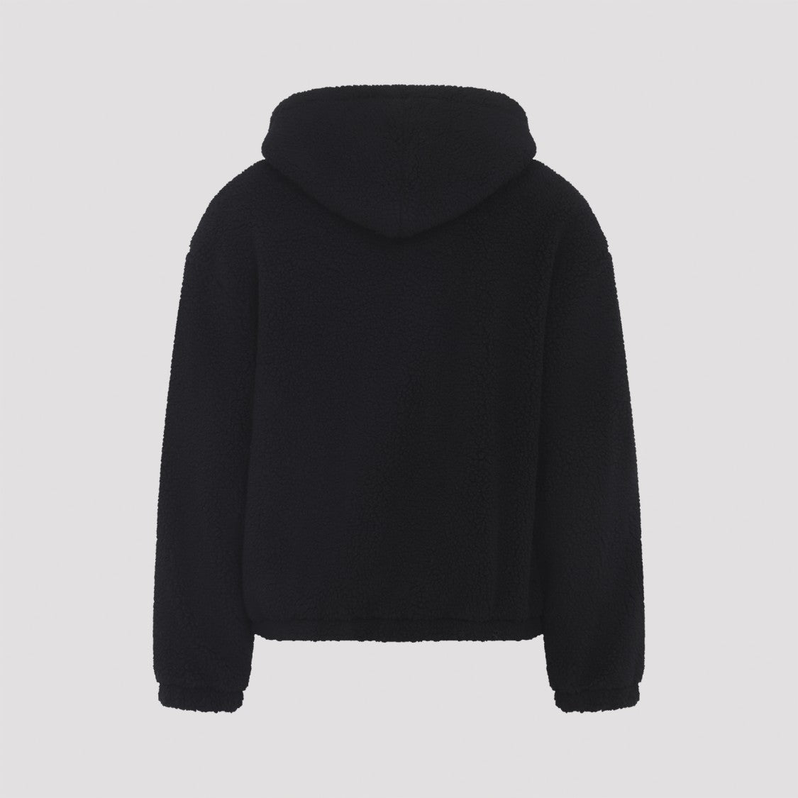 Celine Hooded Black Teddy Wool Jacket With Logo Patch
