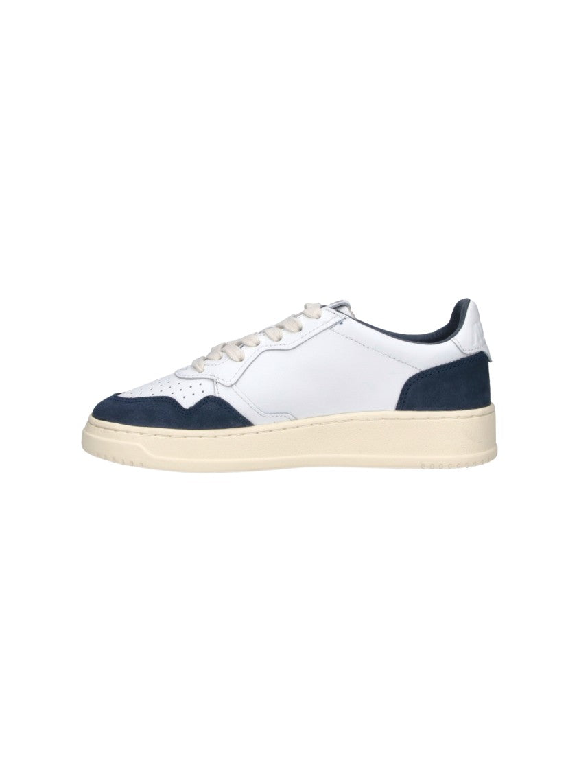 Autry White Medalist Blue Suede Accent Sneakers
