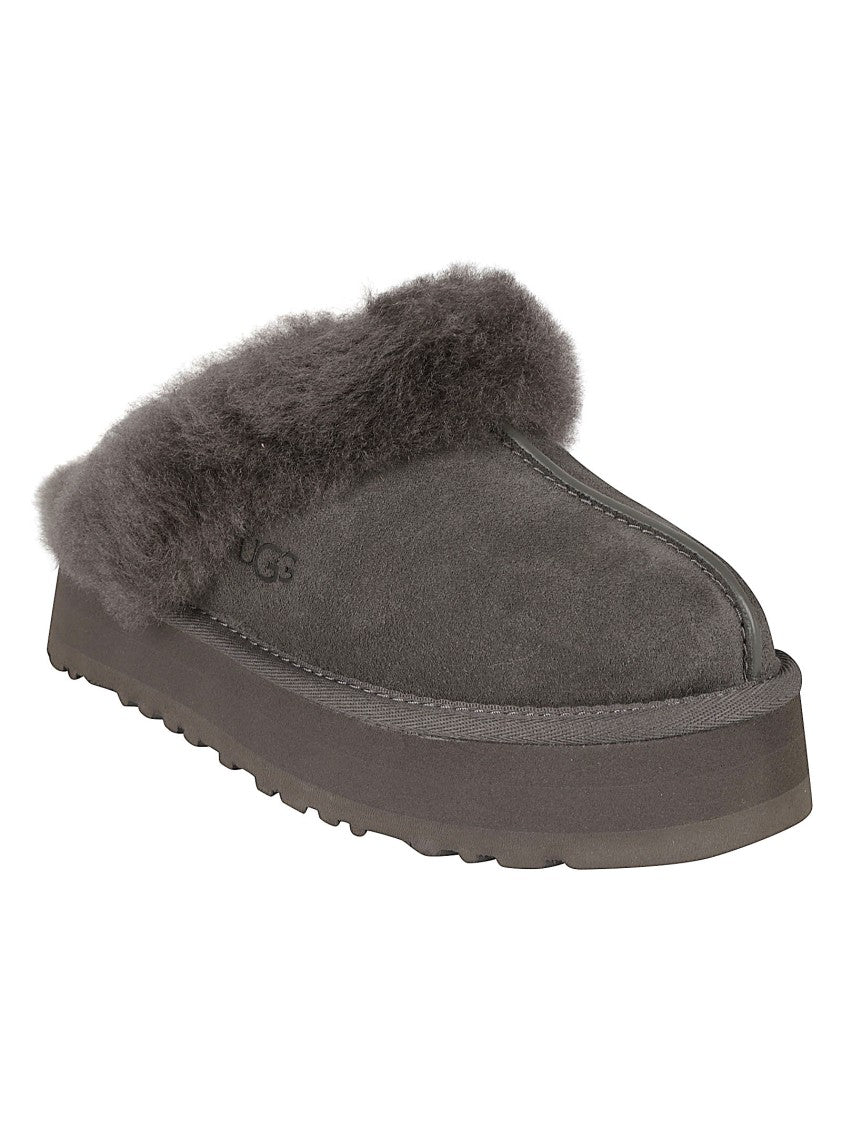 Ugg Suede Sandals With Plush Furry Lining And Rugged Sole