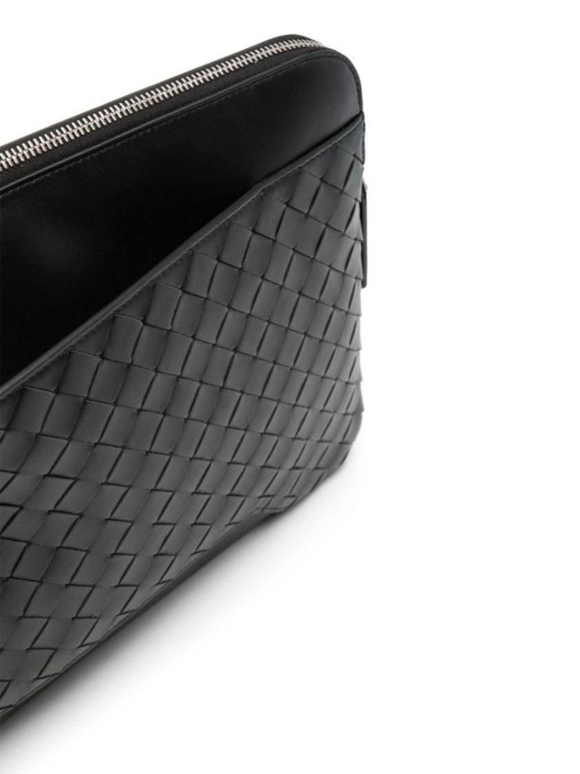 Bottega Veneta Woven Calf Leather Document Holder With Zip Closure