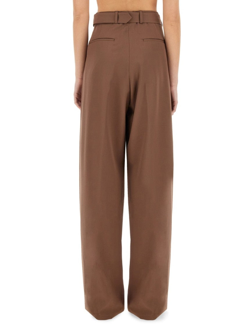 Dries Van Noten High-Waisted Wide-Leg Pants With Matching Belt