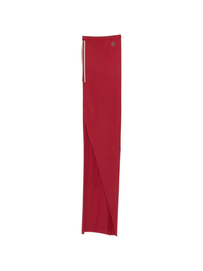 Moncler X Rick Owens Red Adjustable Knitted Long Skirt