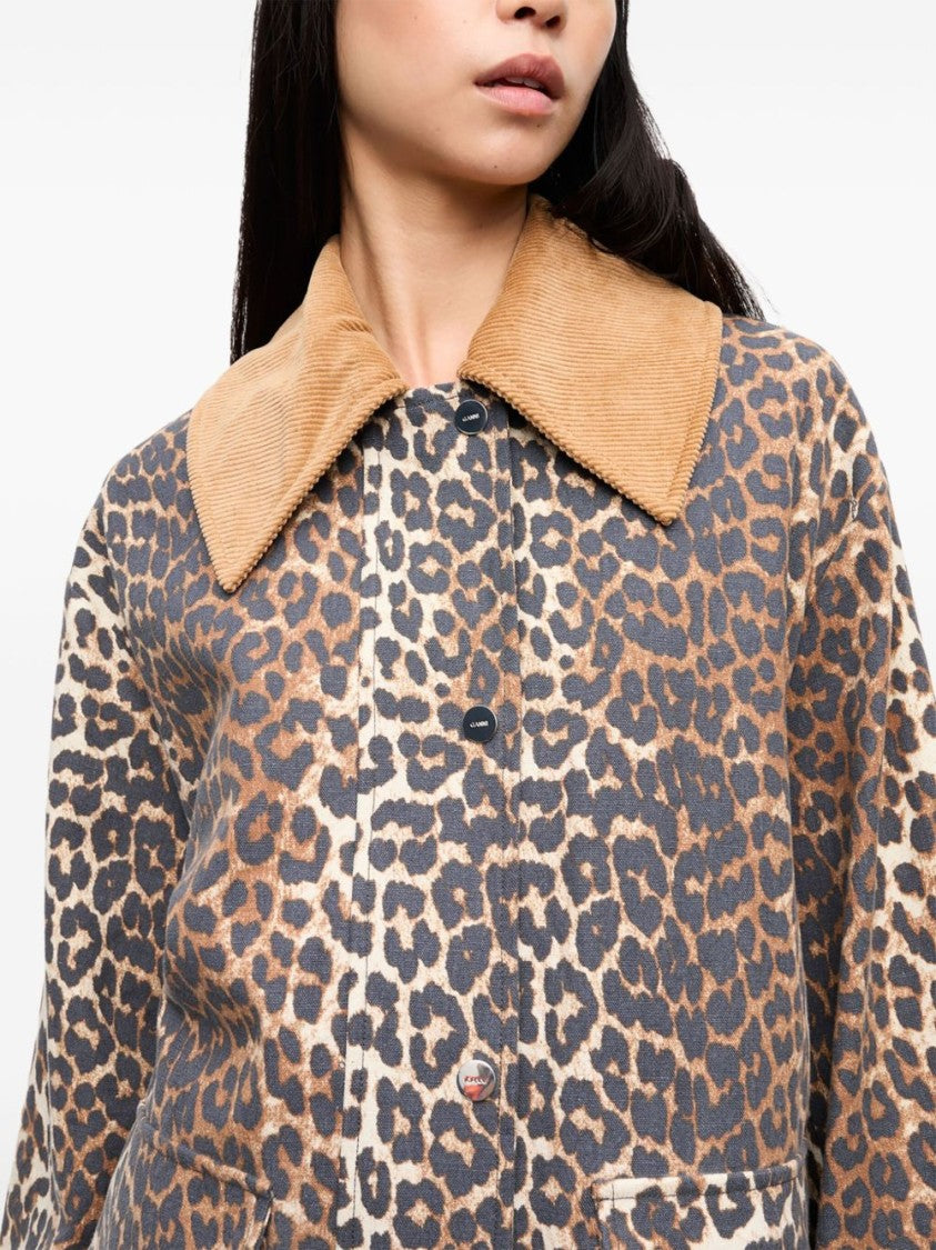 Ganni Multicolor Leopard Print Cotton Jacket