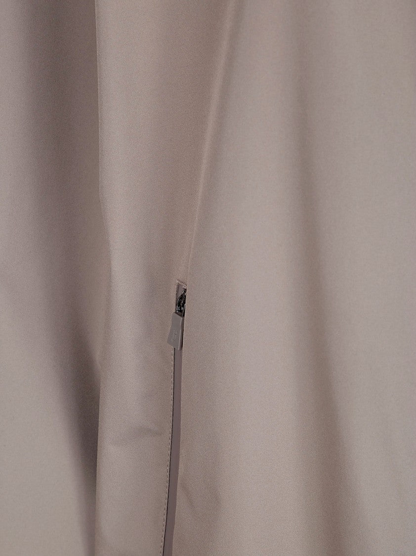 Herno Dove Grey Short Coat With Classic Collar And Concealed Button Placket