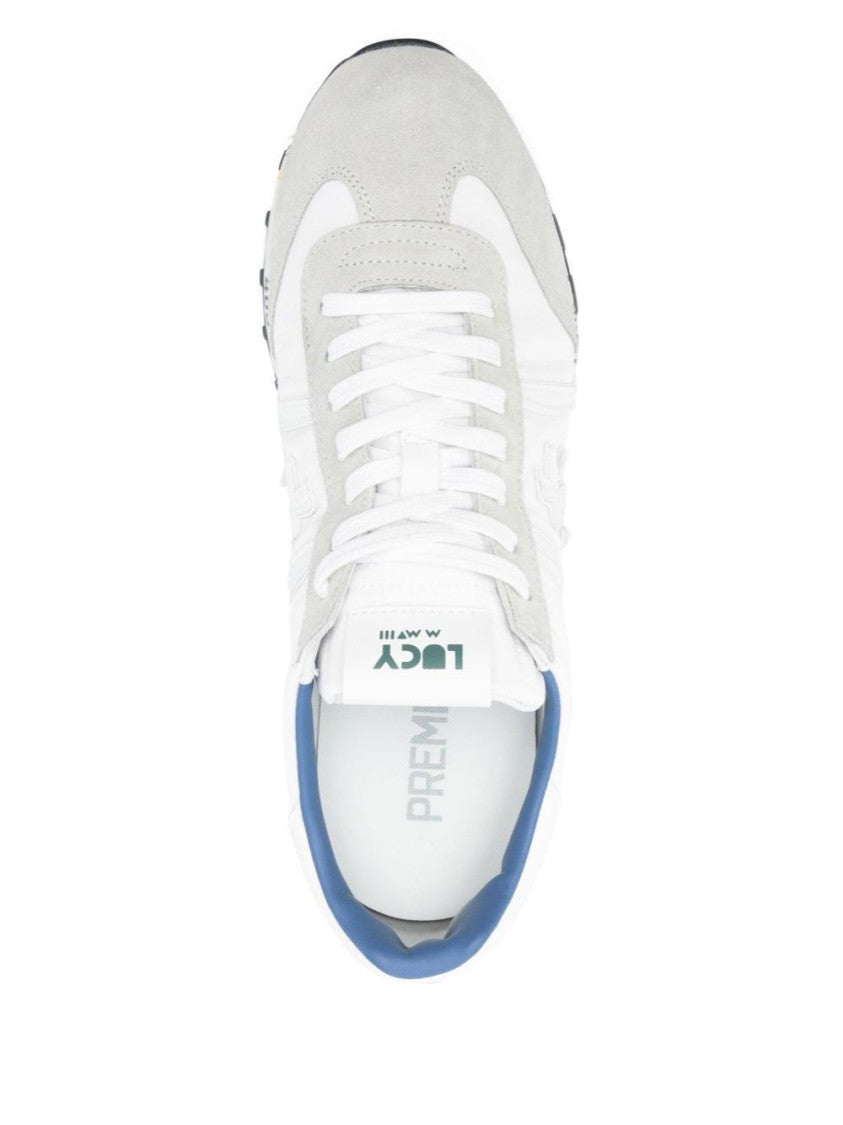 Premiata White Nylon Suede Lace-Up Sneakers