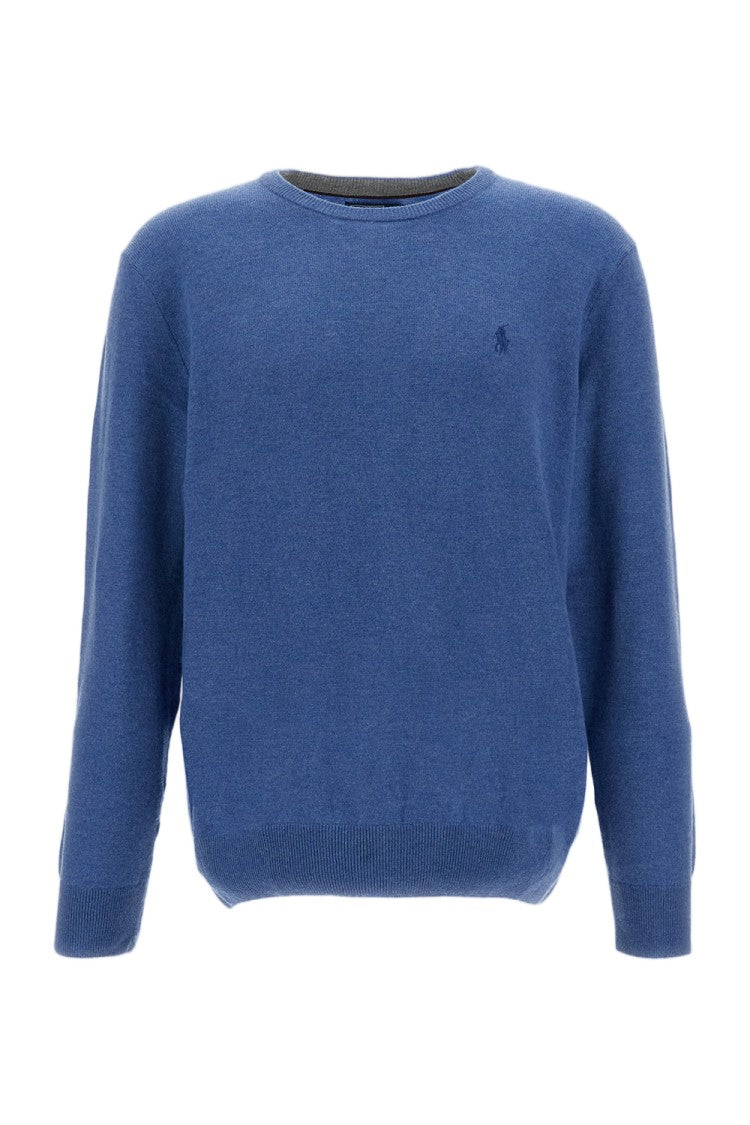 Polo Ralph Lauren Light Blue Wool Crewneck Embroidered Sweater