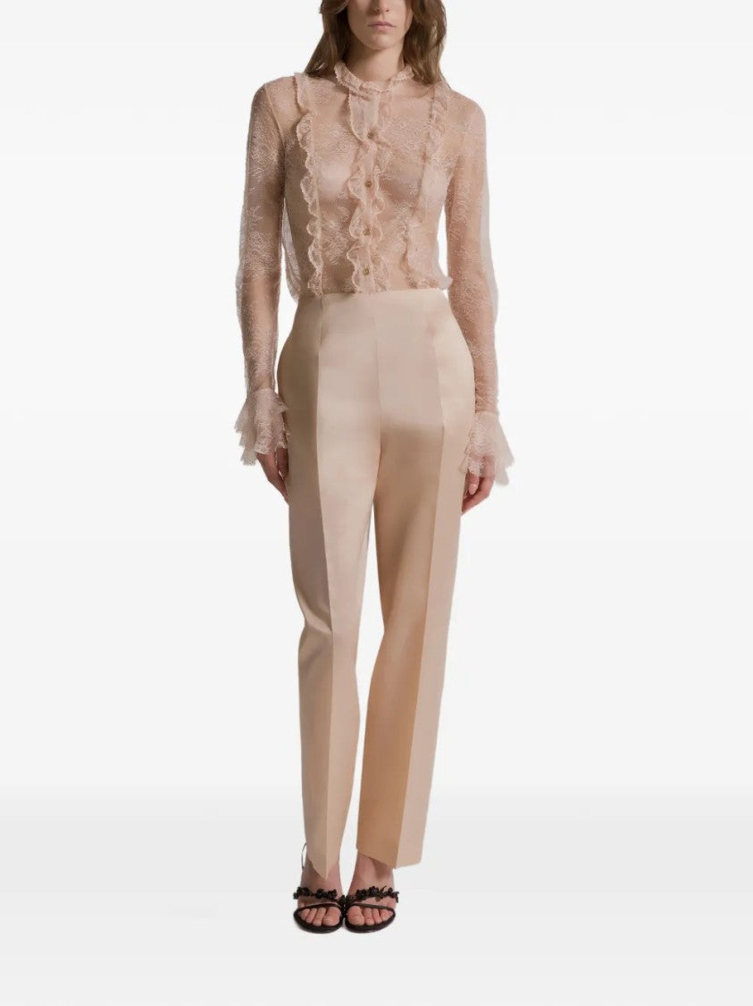 Alberta Ferretti Tailored Organza Pants With High Waist