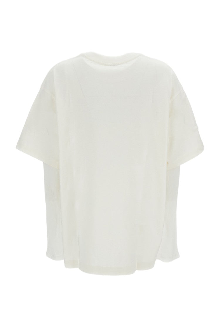Acne Studios Layered White T-Shirt With Graphic Emblem And Relaxed Fit