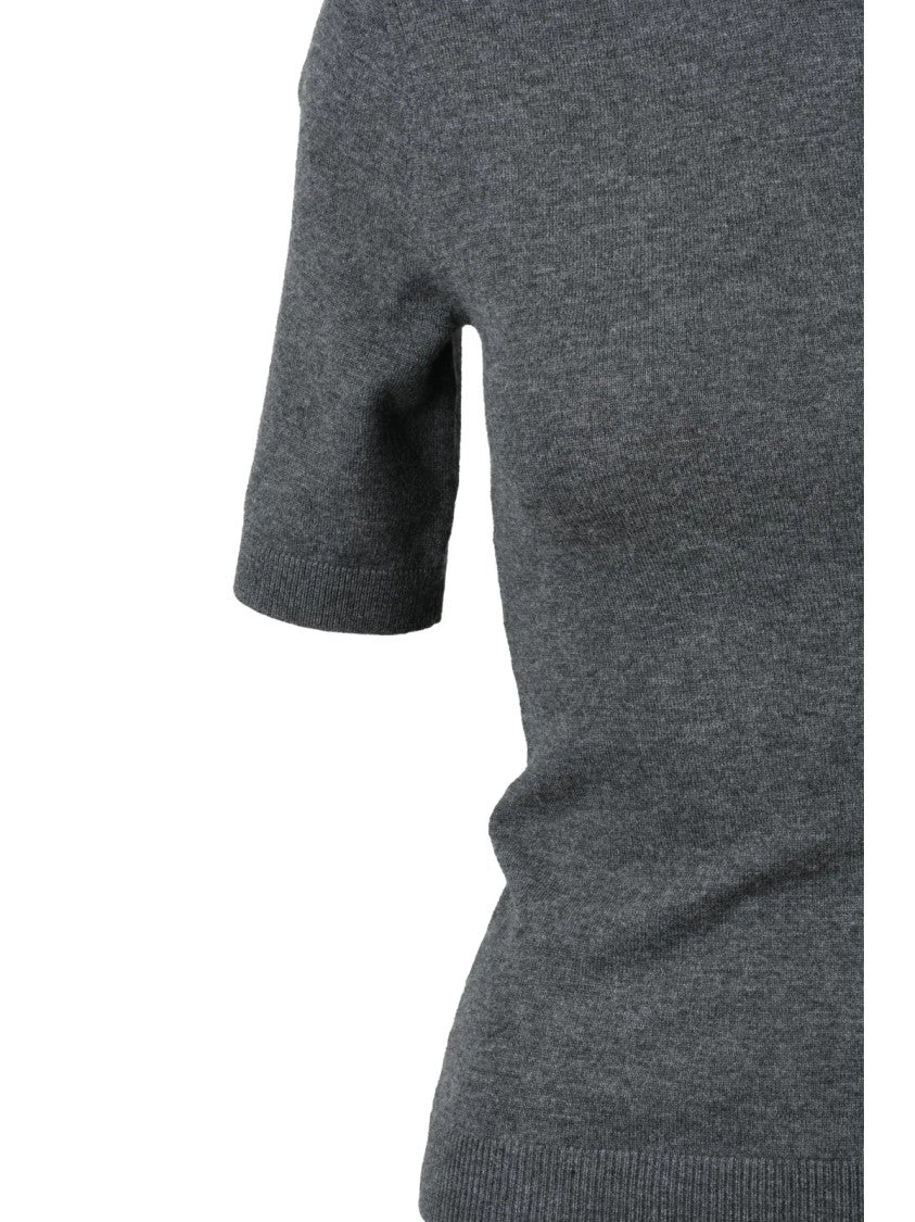 Max Mara Fitted Short-Sleeved Base Layer With High Neckline And Ribbed Trims