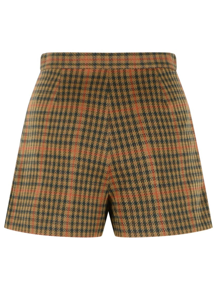 Max Mara Prince Of Wales Check Wool Blend Jersey Shorts