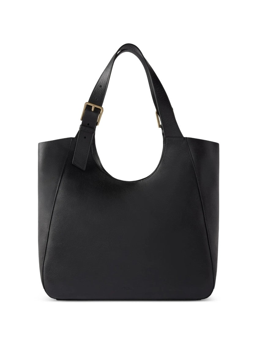 Furla Structured Black Tote Bag With Adjustable Strap