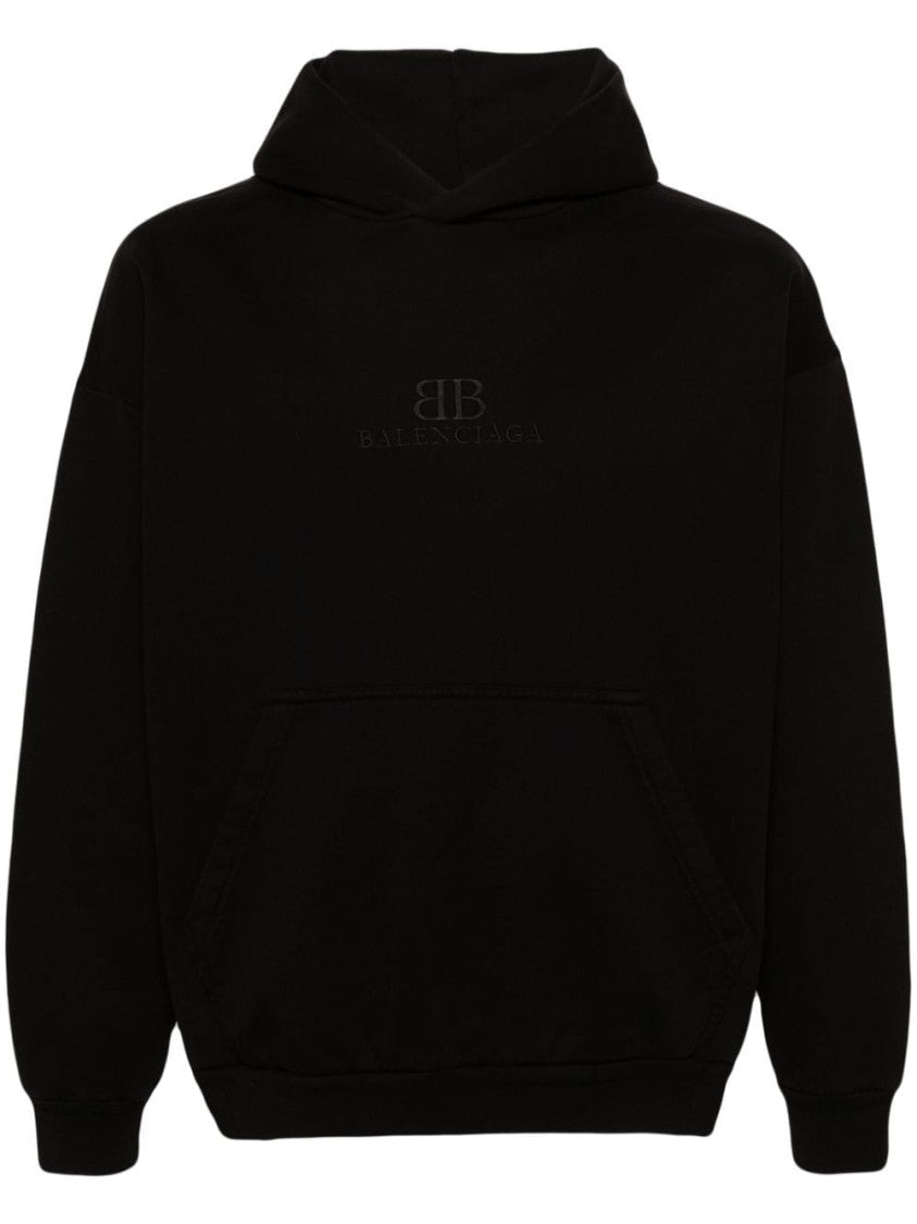 Balenciaga Logo-Embroidered Cotton Hoodie