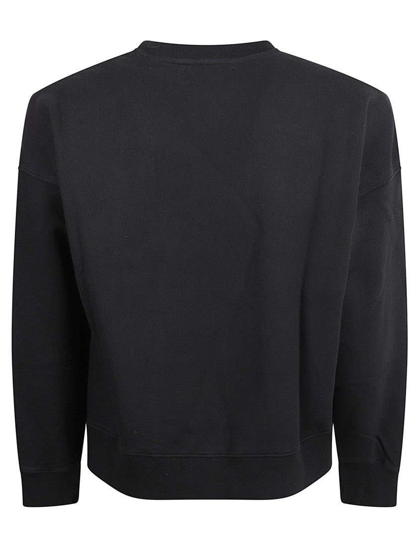 Golden Goose Crewneck Black Sweatshirt With Tone-On-Tone Logo