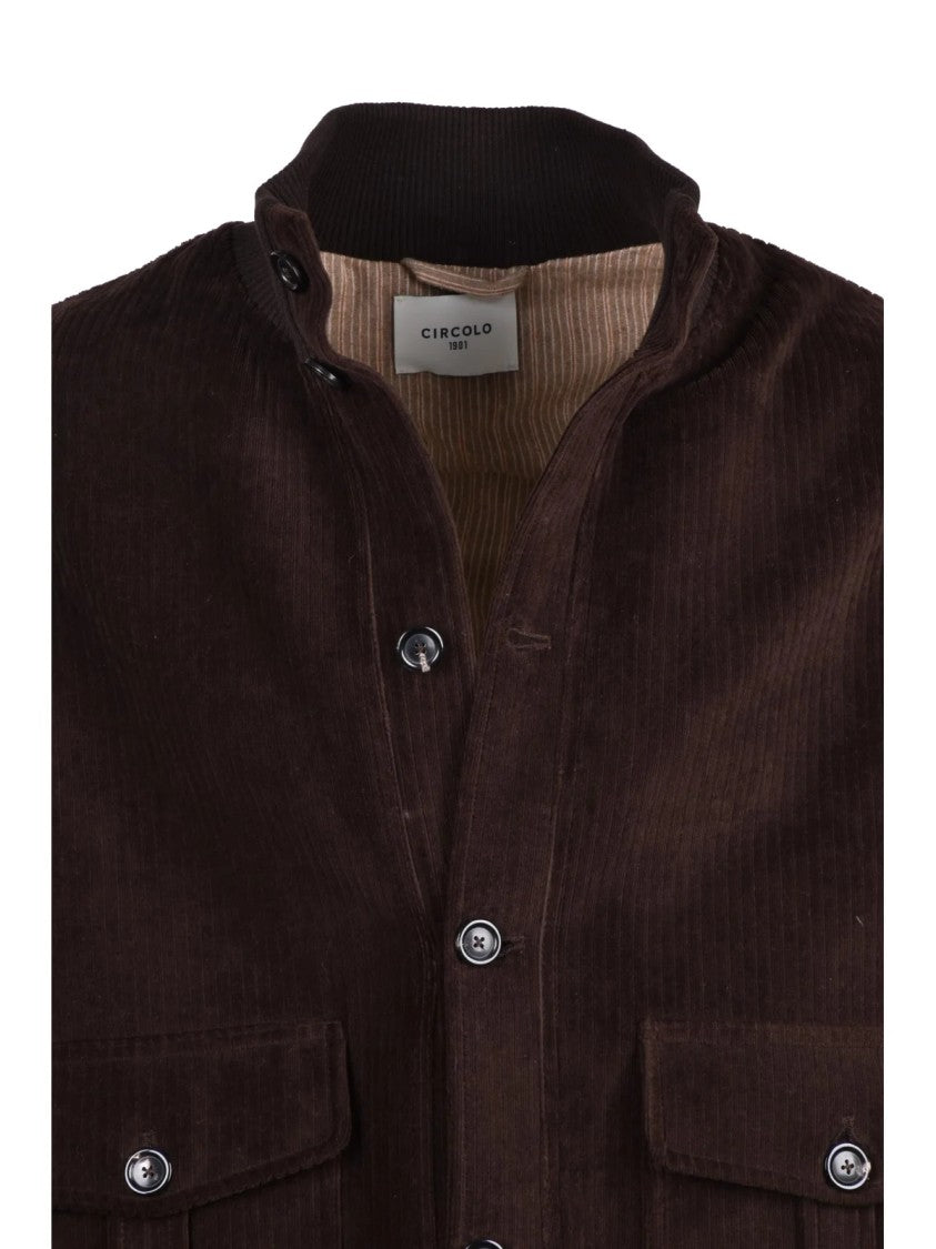 Circolo 1901 Brown Cotton-Blend Velvet Coat