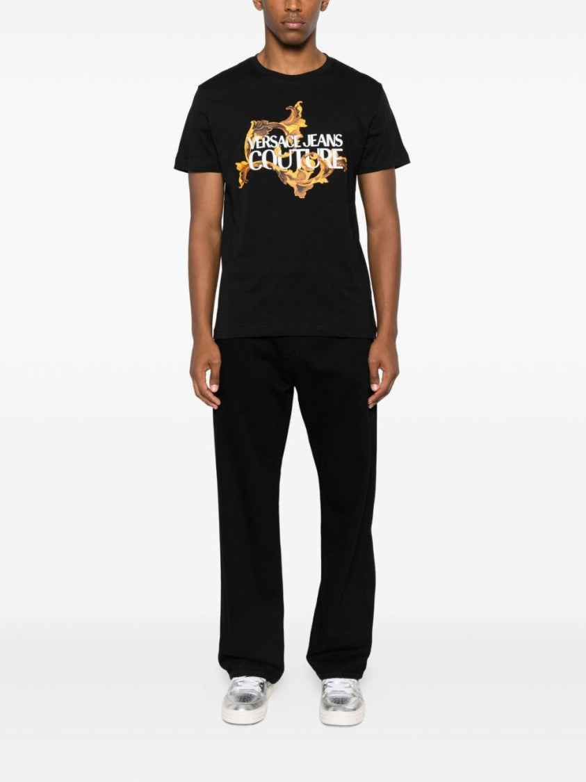Versace Jeans Couture Black Short-Sleeve T-Shirt With Graphic Print