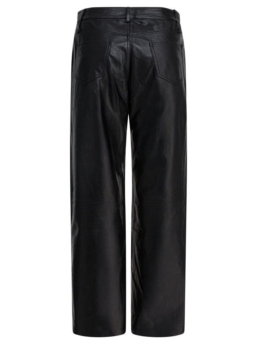 Max&Moi Straight-Leg Leather Trousers With Classic Five-Pocket Design
