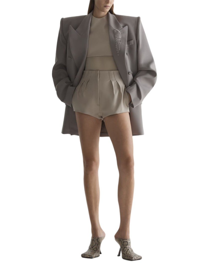 Mugler Brown Tailored High Waist Wool Shorts