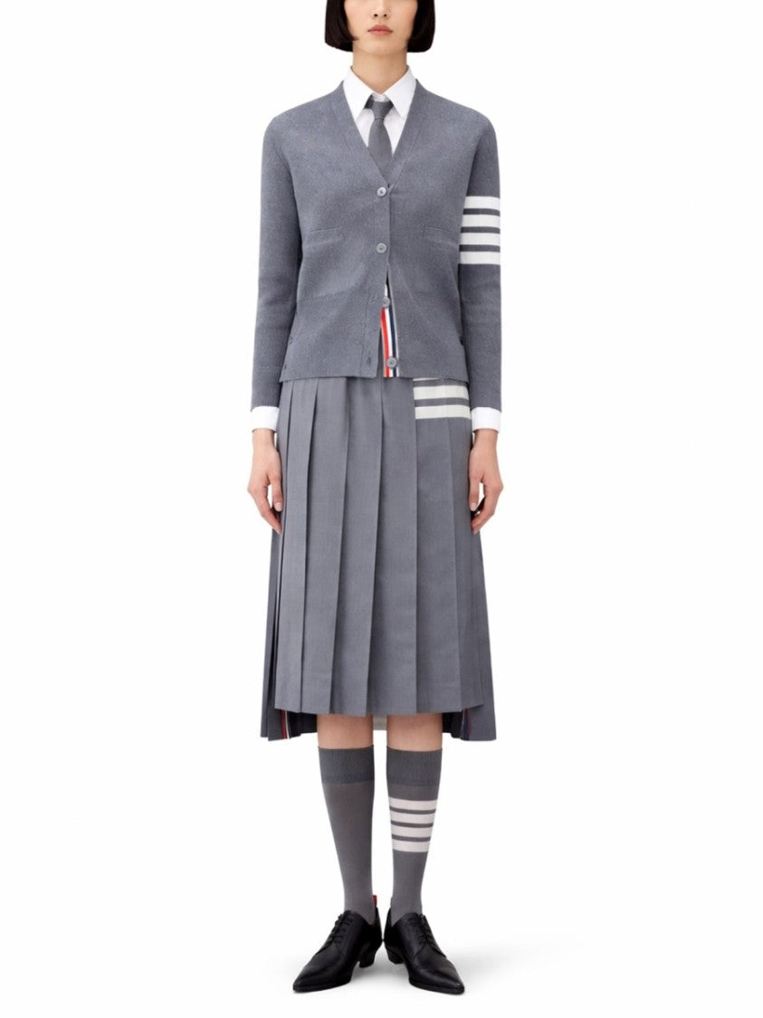 Thom Browne V-Neck Horizontal Stripes Detail Cardigan