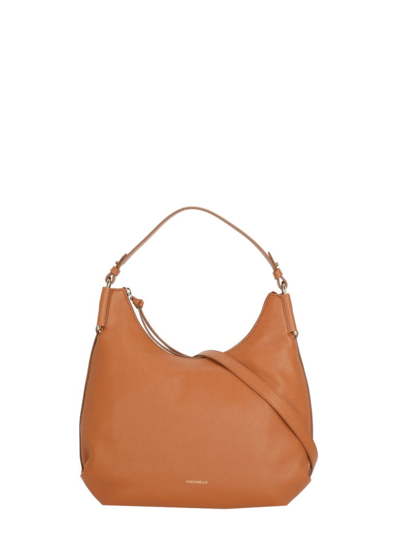 Coccinelle Medium-Sized Pebbled Leather Shoulder Bag With Removable Strap