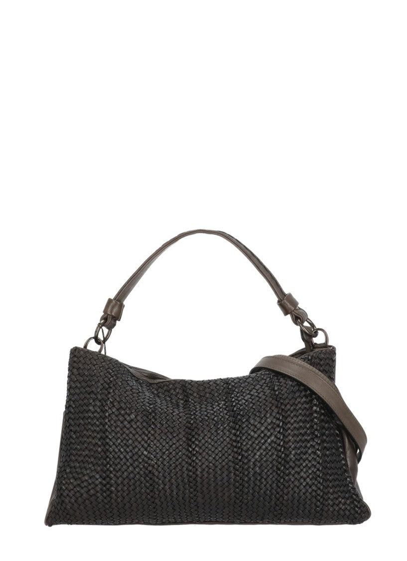 Reptile's House Braided Pattern Shoulder Bag With Fringed Zip Closure