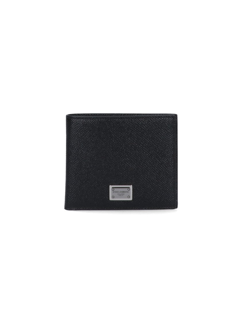 Dolce & Gabbana Bifold Textured Wallet With Rectangular Metal Branding