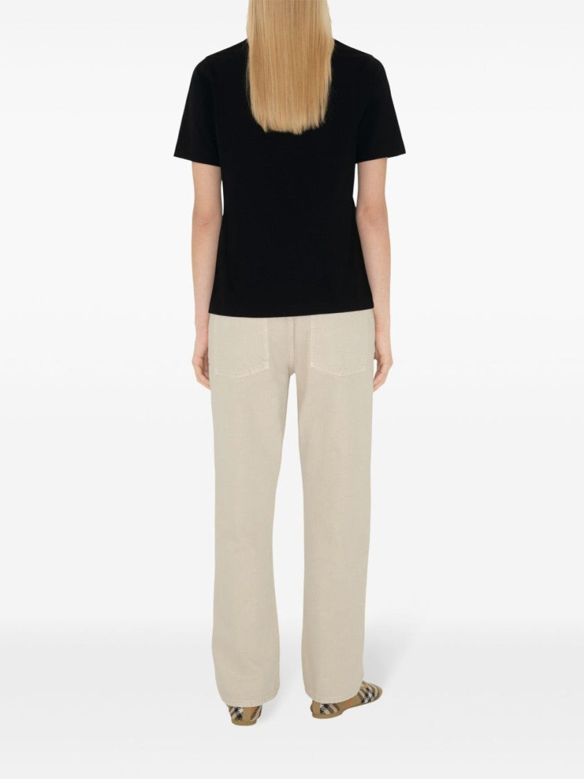 Burberry Black Crew Neck Cotton T-Shirt