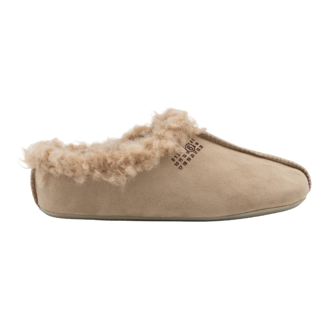 Mm6 By Maison Margiela Soft Beige Suede Flats With Shearling Lining