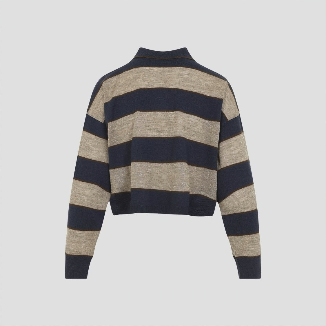 Brunello Cucinelli Blue Wool Jersey Striped Polo