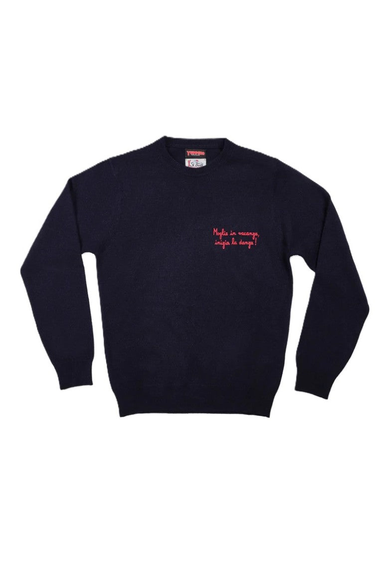 Mc2 Saint Barth Contemporary Blue Sweatshirt With Embroidered Detail