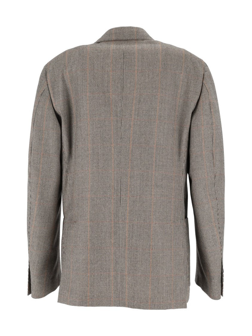 Lardini Virgin Wool Checkered Tailored Blazer