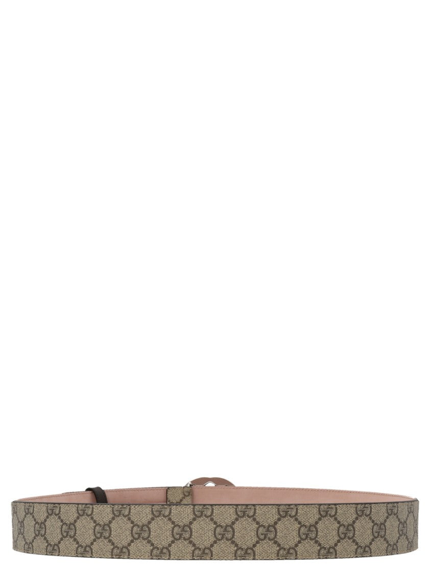 Gucci Gg Supreme Fabric Belt With Polished Metal Buckle