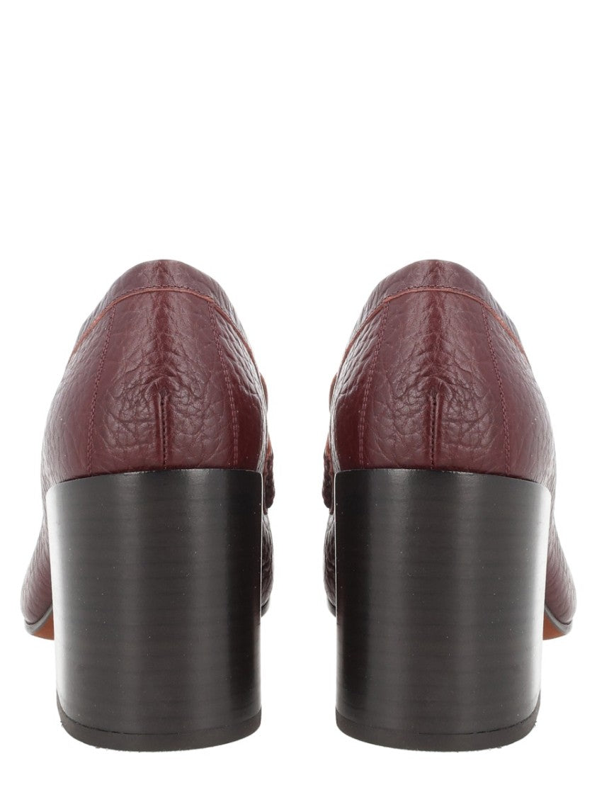 Dries Van Noten Block-Heeled Bovine Leather Moccasin Pumps