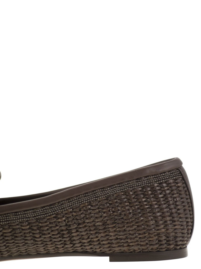 Brunello Cucinelli Techno Raffia Slipper With Precious Trim