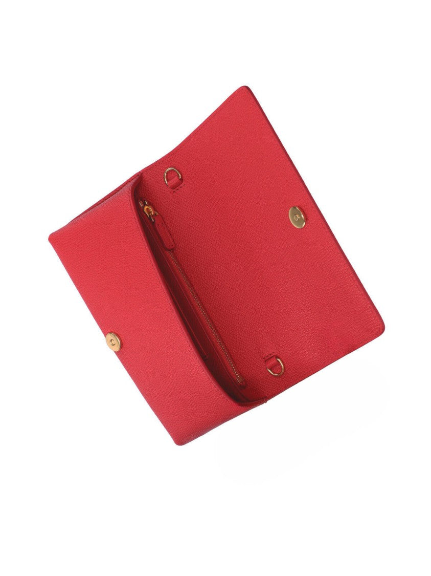 Valentino Garavani Red Vlogo Signature Leather Chain Wallet