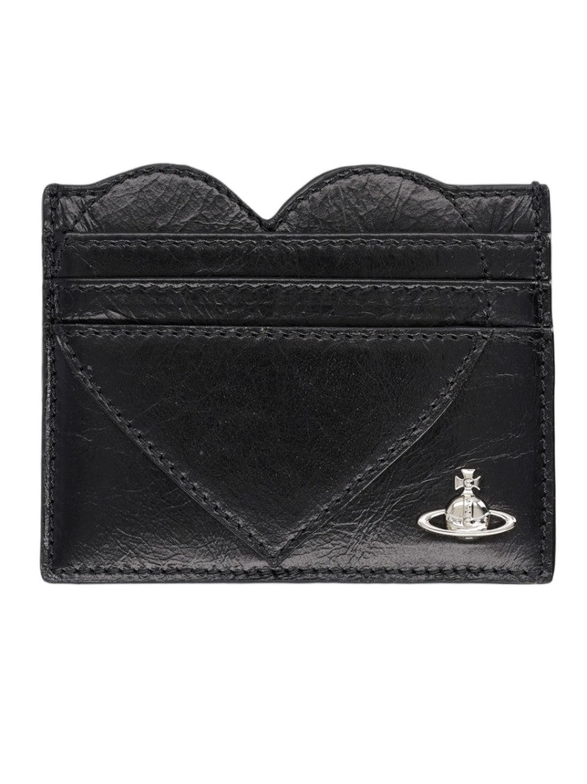 Vivienne Westwood Black Heart-Detail Calfskin Leather Wallet