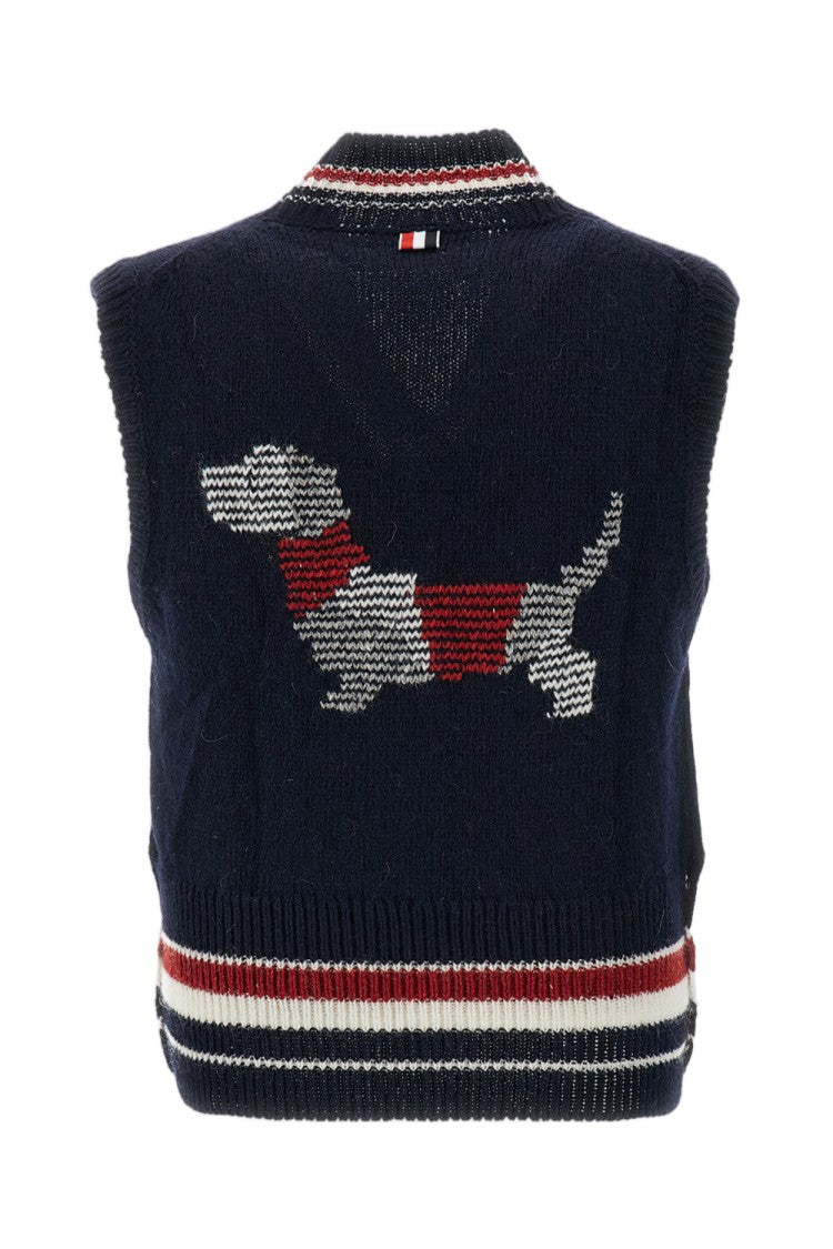 Thom Browne Blue Hector Intarsia Wool Mohair Vest
