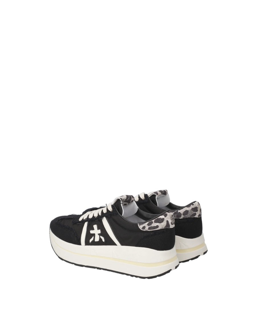 Premiata Black Sparkling Details Leather Sneakers