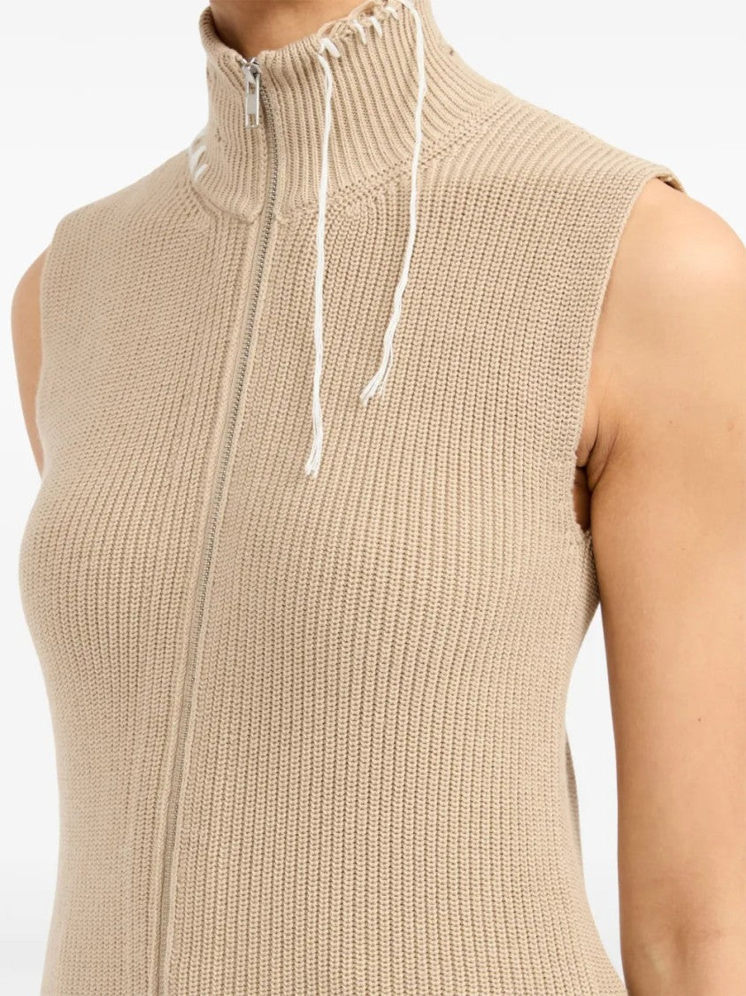 Mm6 By Maison Margiela Zip-Up Knitted Top