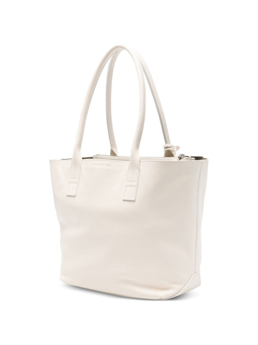 Hogan Cream Calf Leather Shopper Bag With Embossed Detailing