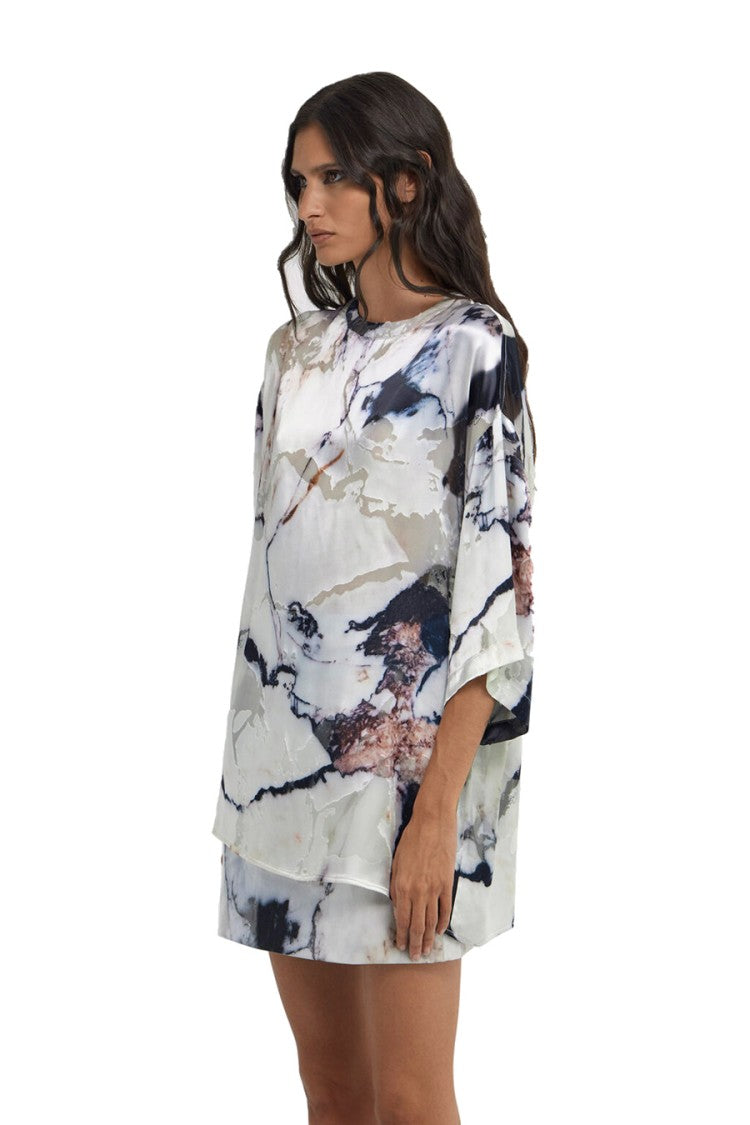 Roberto Cavalli Multicolor Marble Print Blouse