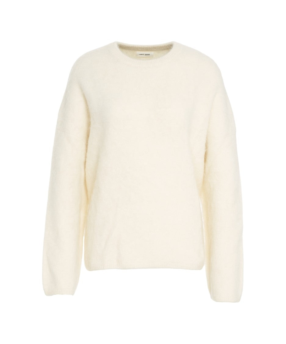 Soft Goat Brushed Cashmere Sweater With Classic Round Neckline