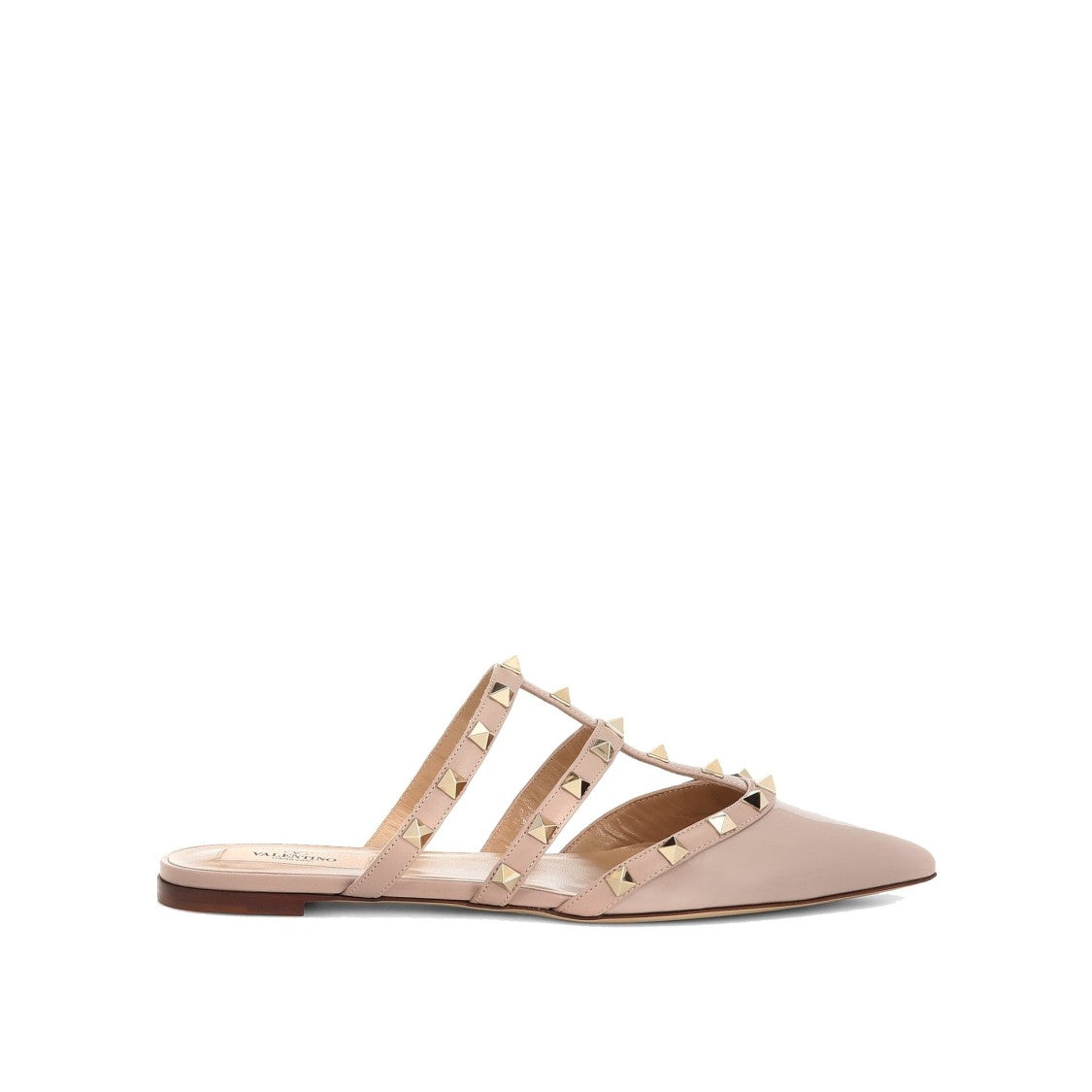 Valentino Garavani Pointed-Toe Patent Leather Flats With Gold Studs