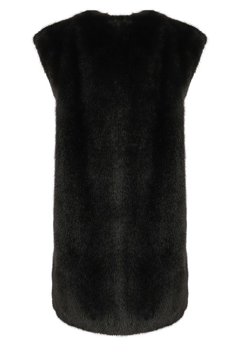 Herno Mid-Length Faux Fur Vest With Concealed Closure And Welt Pockets