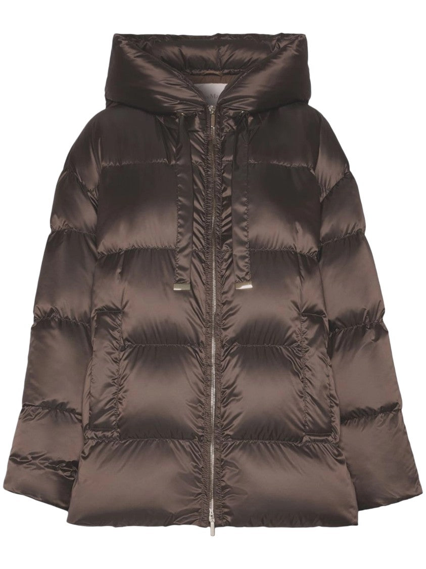 Max Mara Short Padded Coat With Glossy Finish And Snap Details