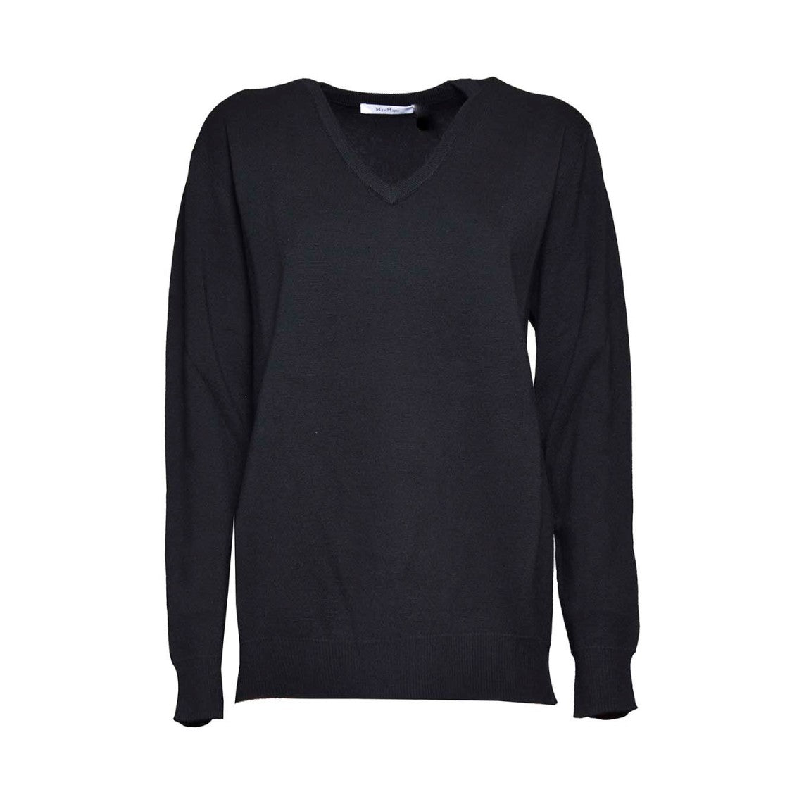 Max Mara Pevera V-Neck Pullover In Black Wool
