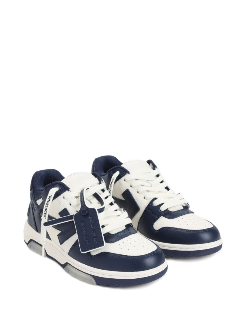 Off-White Low-Top Sneakers With Contrasting Leather Panels