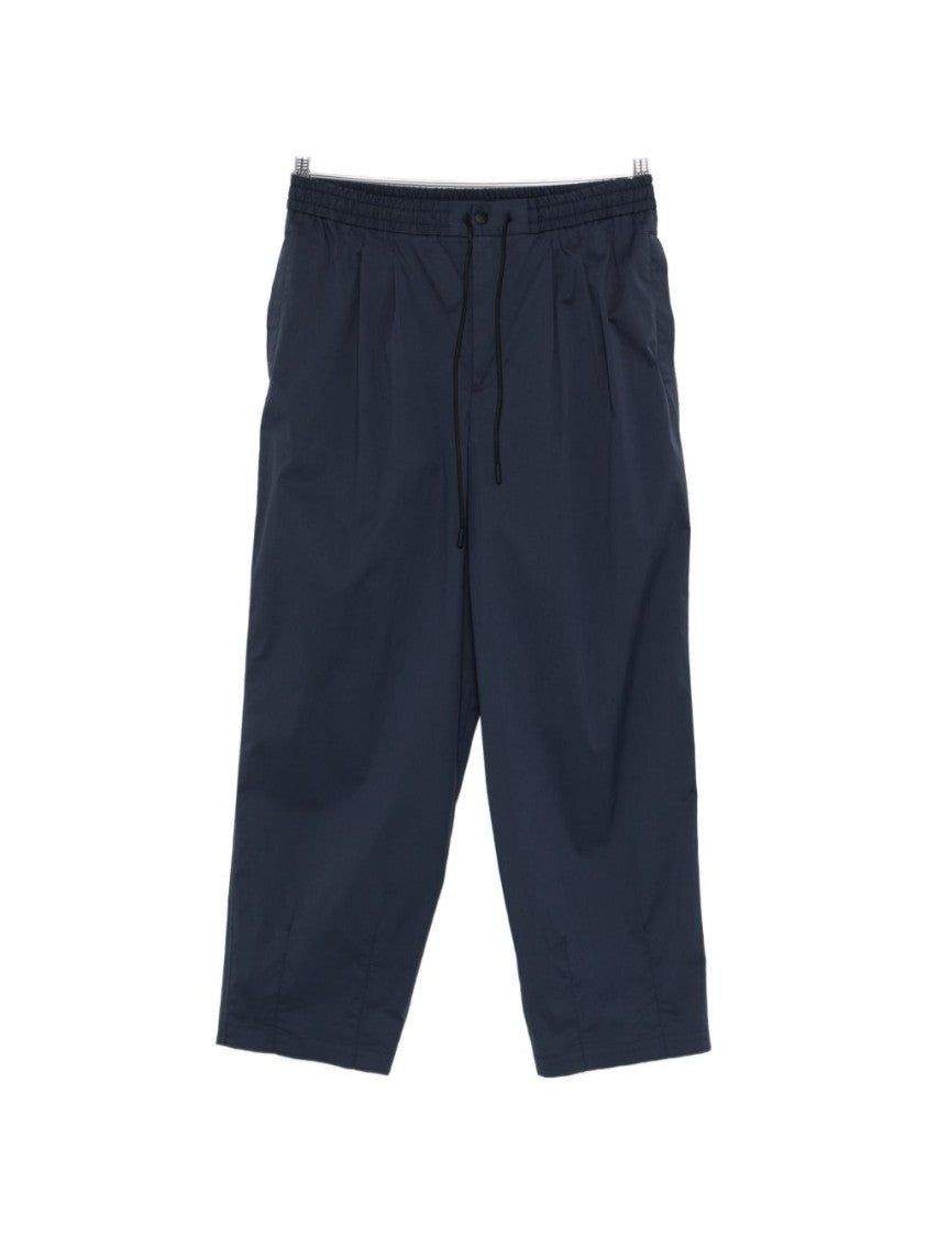 Pt Torino Pleated Navy Blue Pants With Drawstring Fastening And Relaxed Fit