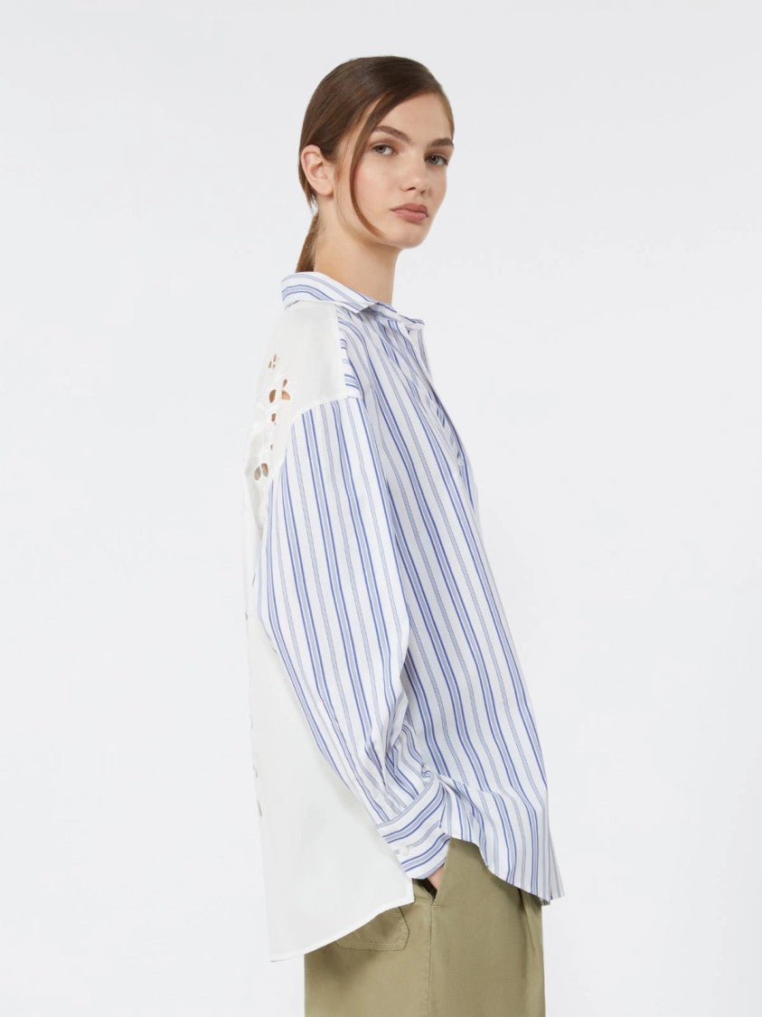 Max Mara Long-Sleeved Button-Up Shirt With Floral Embroidery