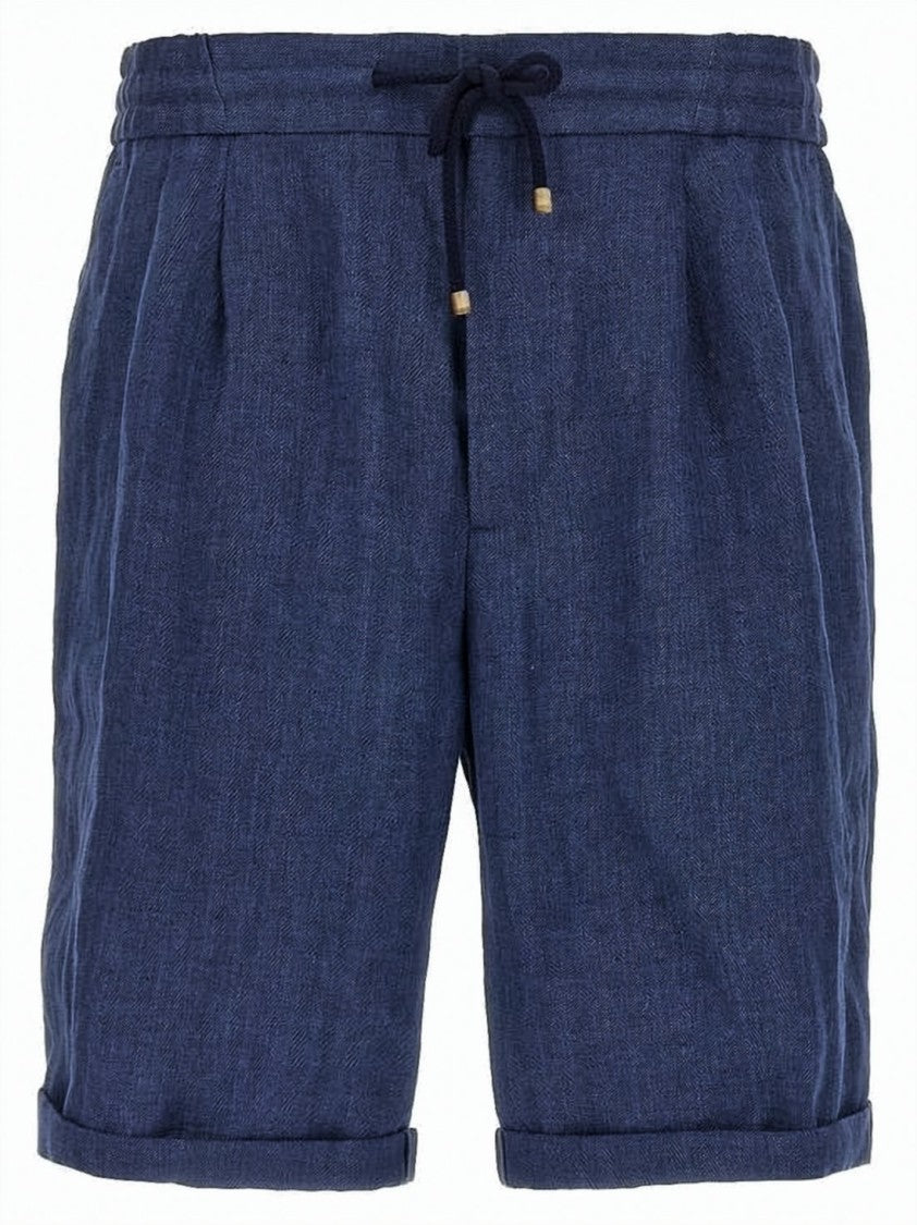 Brunello Cucinelli Relaxed Fit Linen Shorts With Drawstring Waistband